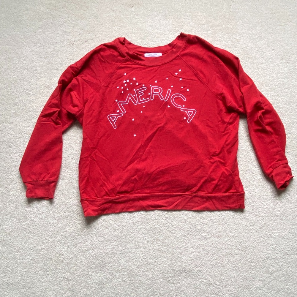 Project Social T-  Red 'America' Crewneck Sweatshirt